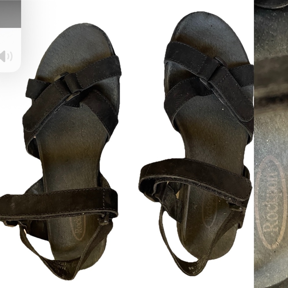 ROCKPORTS Black LEATHER SANDALS Size 6 1/2M Made in Brazil